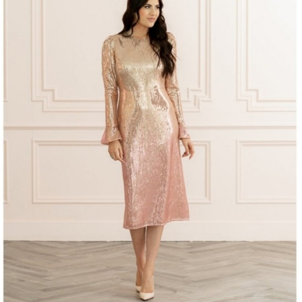 NWT RACHEL PARCELL pink ombré sequin dress